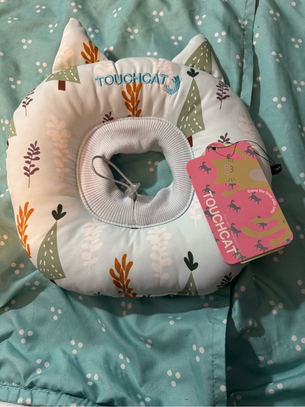 Pet Life Touchcat Kids Neck Float in Teal, White & Olive